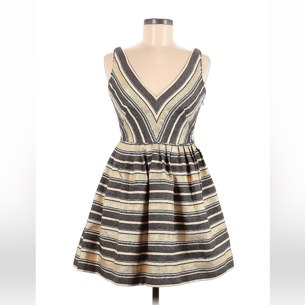 J. Crew Gold Striped Cocktail Dress